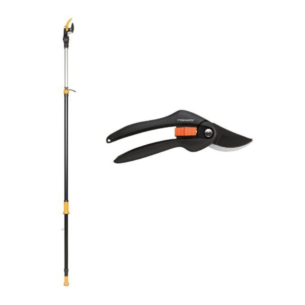 Сучкорез Fiskars UPX86 телескопический + Секатор Fiskars SingleStep P26 — Фото 1